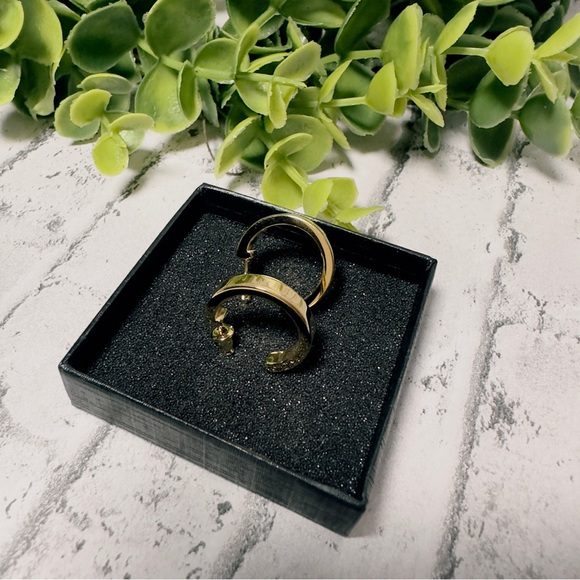 Gold Tone Hoop Earrings Small Huggie Style Minimalist Classic Fashion Jewelry - Picture 3 of 5